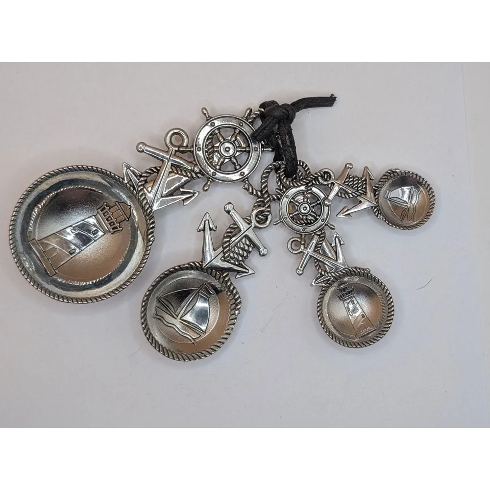 Measuring Spoon Set Lighthouse & Sailboats Anchors Nautical 4 Piece